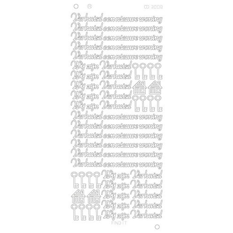 Stickervel: Verhuisd Nieuwe woning - platinum - Goud